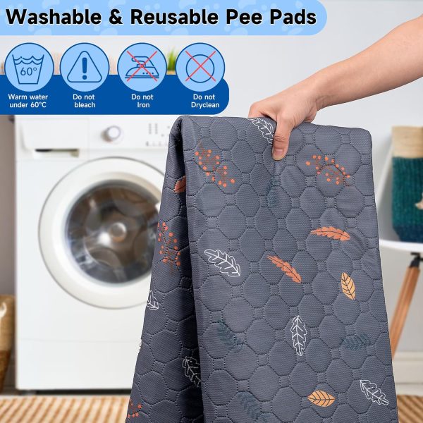 Washable Pee Pads for Dogs - 2-Pack Thick Heavy Absorbency Reusable Pee Pads Prevent Leakage Non-Slip, Waterproof Pet Training Pads for Puppy Playpen, Crate, Whelping Box, Potty Training, Grey - Image 3