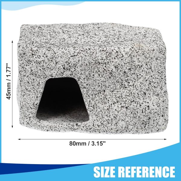 Aquarium Hideaway Rock Cave, Ceramic Fish Tank Decoration Stone for Aquatic Pets, 3.15x2.20x1.77inch, (Gray) - Image 3