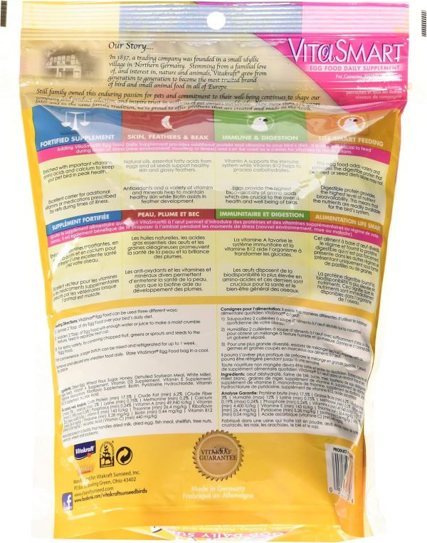 Vitakraft VitaSmart Egg Food for Birds - Daily Supplement for Parrots, Parakeets, Cockatiels, and Canaries - Bird Calcium Supplement 1.1 Pound (Pack of 1) - Image 2