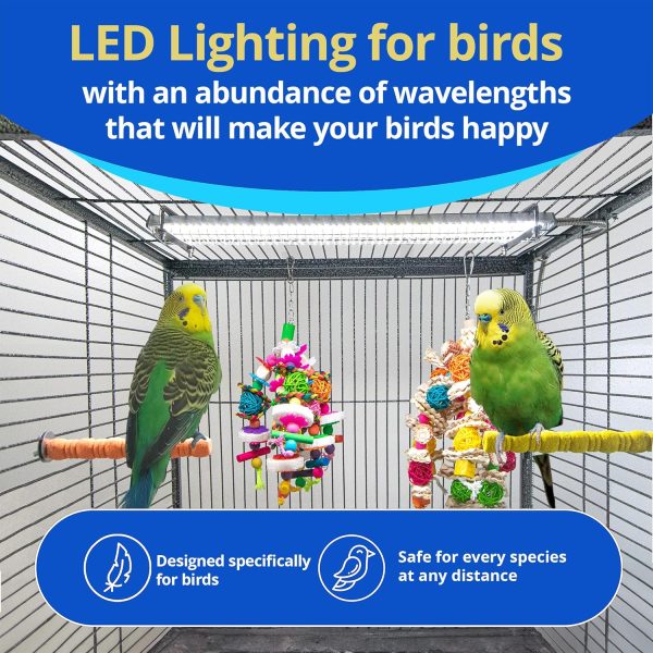 HappyBird Lighting Bird Cage Light with Chew Guard - Full Spectrum LED Pet Light - Simulates Natural Environment - Safe for Hookbill Birds – Easy to Install - (18" Long) - Image 2