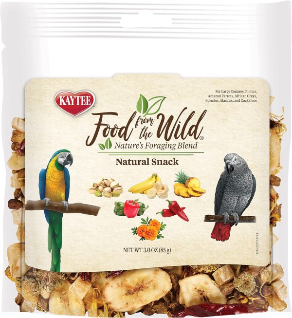 Kaytee Food From The Wild Natural Pet Bird Snack Food Treats For Conures, Pionus, Amazon Parrots, African Greys, Eclectus, Macaws, and Cockatoos, 3 oz.