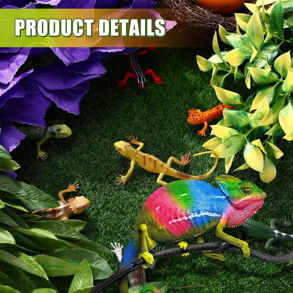 5Pieces Artificial Reptile Plants Lifelike Reptiles Terrarium Leaves Plastic Reptile Habitats Plant Amphibian Hanging Terrarium Plants Decorations with SuctionCups for Hermit Crab Lizards Geckos Snake - Image 5