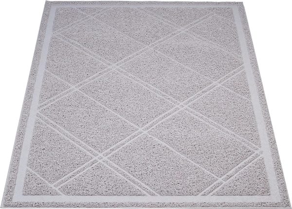 Amazon Basics Less-Mess Cat Litter Box Mat, Unscented, 24" x 35", Grey