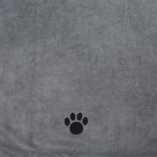 Bone Dry Pet Grooming Towel Collection Absorbent Microfiber X-Large, 41x23.5", Embroidered Gray - Image 4