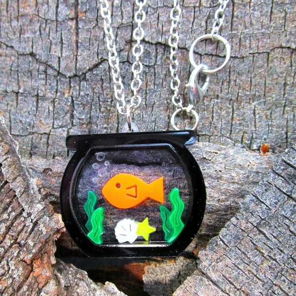 Unique Goldfish Fish Bowl Aquarium Statement Pendant Necklace, Funny Jewelry for Aquatic Pet Fishbowl Enthusiast - Image 6